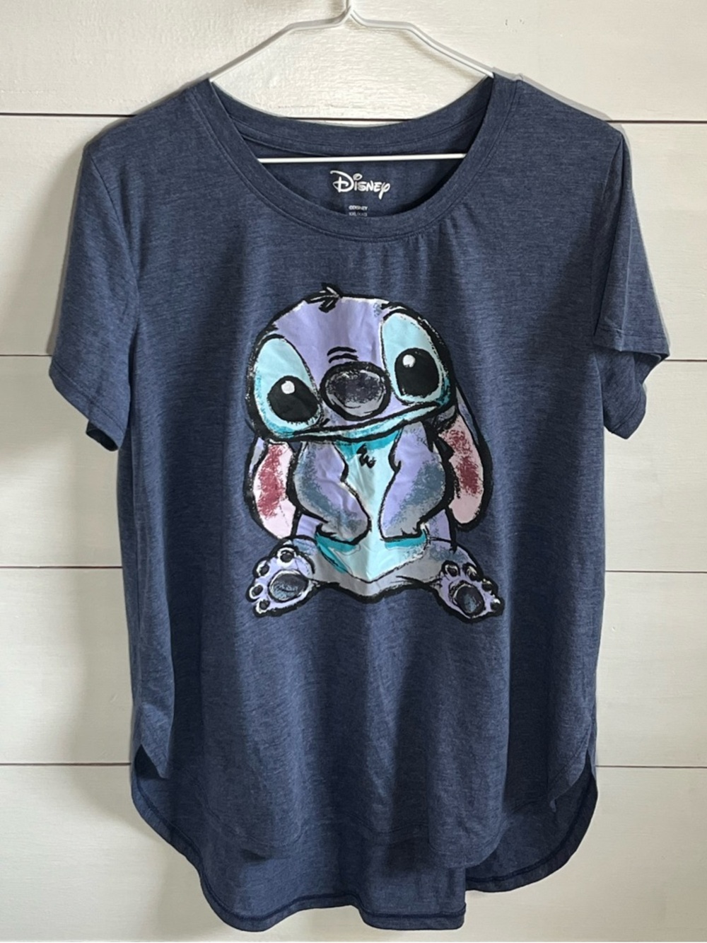 Disney Navy Tee with Pastel Stitch Graphic